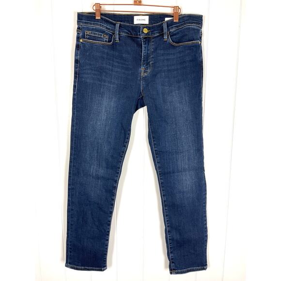 FRAME Women's Le Garcon Dark Wash 5 Pocket Straight Leg Jeans Size 29 - Picture 1 of 10